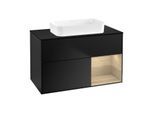 Villeroy und Boch Finion Waschtischunterschrank G662PCPD 100x60,3x50,1cm, Regal rechts Oak Veneer, Black matt lacquer