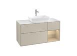 Villeroy und Boch Finion Waschtischunterschrank G831PCHH 120cm, Abdeckplatte white matt, Emotion, Regale Oak Veneer, Sand Matt Lacquer