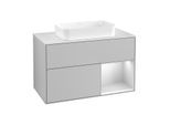 Villeroy und Boch Finion Waschtischunterschrank G661MTGJ 100x60,3x50,1cm, Regal rechts White matt lacquer, Light grey matt