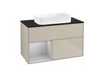 Villeroy und Boch Finion Waschtischunterschrank G652GJHH 100x60,3x50,1cm, Regal links Light grey matt, Sand Matt Lacquer
