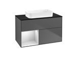 Villeroy und Boch Finion Waschtischunterschrank G652MTGK 100x60,3x50,1cm, Regal links White matt lacquer, Anthracite matt