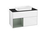Villeroy und Boch Finion Waschtischunterschrank G652GMGF 100x60,3x50,1cm, Regal links Olive Matt Lacquer, Glossy white lacquer