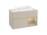 Villeroy und Boch Finion Waschtischunterschrank G661PCHH 100x60,3x50,1cm, Regal rechts Oak Veneer, Sand Matt Lacquer