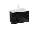 Villeroy und Boch Finion Waschtischunterschrank F771PHPH 100cm, Abdeckplatte white matt, Regale Glossy black lacquer, Glossy Black Lacquer