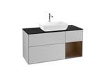 Villeroy und Boch Finion Waschtischunterschrank G832GNGJ 120cm, Abdeckplatte black matt, Emotion, Regale Walnut Veneer, Light grey matt