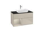 Villeroy und Boch Finion Waschtischunterschrank F772HHHH 100cm, Abdeckplatte black matt, Regale sand matt lacquer, Sand Matt Lacquer