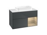 Villeroy und Boch Finion Waschtischunterschrank G661PCHG 100x60,3x50,1cm, Regal rechts Oak Veneer, Midnight Blue Matt Lacquer