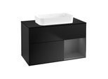 Villeroy und Boch Finion Waschtischunterschrank F662GKPD 100x60,3x50,1cm, Regal rechts Anthracite matt, Black matt lacquer