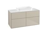 Villeroy und Boch Finion Waschtischunterschrank G67100HH 120x60,3x50,1cm, Glass White Matt, Sand Matt Lacquer