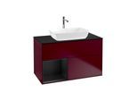Villeroy und Boch Finion Waschtischunterschrank F772PDHB 100cm, Abdeckplatte black matt, Regale Black matt lacquer, Peony Matt