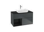 Villeroy und Boch Finion Waschtischunterschrank F772PHHG 100cm, Abdeckplatte black matt, Regale Glossy black lacquer, Midnight Blue Matt Lacquer