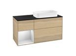 Villeroy und Boch Finion Waschtischunterschrank F682MTPC 120x60,3x50,1cm, Regal links White matt lacquer, Oak Veneer