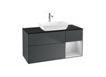 Villeroy und Boch Finion Waschtischunterschrank G832GJHG 120cm, Abdeckplatte black matt, Emotion, Regale Light grey matt lacquer, Midnight Blue Matt Lacquer
