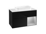 Villeroy und Boch Finion Waschtischunterschrank G661GJPH 100x60,3x50,1cm, Regal rechts Light grey matt, Glossy Black Lacquer
