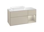 Villeroy und Boch Finion Waschtischunterschrank F691HHHH 120x60,3x50,1cm, Regal rechts Sand Matt, Sand Matt Lacquer