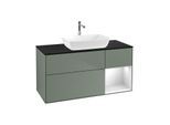 Villeroy und Boch Finion Waschtischunterschrank G832MTGM 120cm, Abdeckplatte black matt, Emotion, Regale White matt lacquer, Olive Matt Lacquer