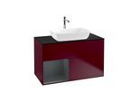 Villeroy und Boch Finion Waschtischunterschrank F772HGHB 100cm, Abdeckplatte black matt, Regale Midnight matt lacquer, Peony Matt