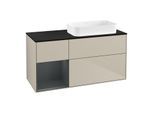 Villeroy und Boch Finion Waschtischunterschrank F682HGHH 120x60,3x50,1cm, Regal links Midnight Blue Matt Lacquer, Sand Matt Lacquer