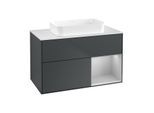 Villeroy und Boch Finion Waschtischunterschrank G661GJHG 100x60,3x50,1cm, Regal rechts Light grey matt, Midnight Blue Matt Lacquer