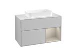 Villeroy und Boch Finion Waschtischunterschrank G661HHGJ 100x60,3x50,1cm, Regal rechts Sand Matt, Light grey matt