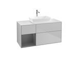 Villeroy und Boch Finion Waschtischunterschrank G821GKGJ 120cm, Abdeckplatte white matt, Emotion, Regale Anthracite matt lacquer, Light grey matt
