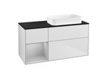 Villeroy und Boch Finion Waschtischunterschrank G682GJMT 120x60,3x50,1cm, Regal links Light grey matt, White matt lacquer