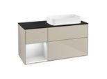 Villeroy und Boch Finion Waschtischunterschrank F682MTHH 120x60,3x50,1cm, Regal links White matt lacquer, Sand Matt Lacquer