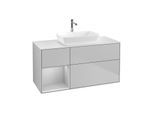 Villeroy und Boch Finion Waschtischunterschrank G821GJGJ 120cm, Abdeckplatte white matt, Emotion, Regale Light grey matt lacquer, Light grey matt