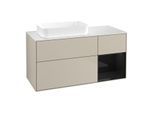 Villeroy und Boch Finion Waschtischunterschrank F691PHHH 120x60,3x50,1cm, Regal rechts Glossy Black Lacquer, Sand Matt Lacquer