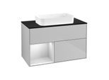 Villeroy und Boch Finion Waschtischunterschrank G652MTGJ 100x60,3x50,1cm, Regal links White matt lacquer, Light grey matt