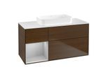 Villeroy und Boch Finion Waschtischunterschrank F701GJGN 120x60,3x50,1cm, Regal links Light grey matt, Walnut veneer