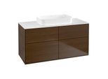 Villeroy und Boch Finion Waschtischunterschrank G67100GN 120x60,3x50,1cm, Glass White Matt, Walnut veneer