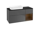 Villeroy und Boch Finion Waschtischunterschrank G692GNGK 120x60,3x50,1cm, Regal rechts Walnut veneer, Anthracite matt