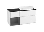 Villeroy und Boch Finion Waschtischunterschrank G682GKGF 120x60,3x50,1cm, Regal links Anthracite matt, Glossy white lacquer