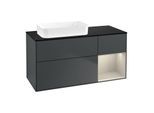 Villeroy und Boch Finion Waschtischunterschrank F692HHHG 120x60,3x50,1cm, Regal rechts Sand Matt, Midnight Blue Matt Lacquer
