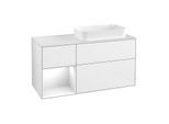 Villeroy und Boch Finion Waschtischunterschrank F681GFGF 120x60,3x50,1cm, Regal links Glossy white lacquer, Glossy white lacquer