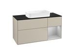 Villeroy und Boch Finion Waschtischunterschrank F712GJHH 120x60,3x50,1cm, Regal rechts Light grey matt, Sand Matt Lacquer