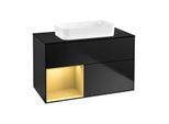 Villeroy und Boch Finion Waschtischunterschrank G652HFPD 100x60,3x50,1cm, Regal links Gold matt, Black matt lacquer
