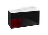 Villeroy und Boch Finion Waschtischunterschrank F681HBPH 120x60,3x50,1cm, Regal links Peony, Glossy Black Lacquer
