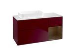 Villeroy und Boch Finion Waschtischunterschrank G691GNHB 120x60,3x50,1cm, Regal rechts Walnut veneer, Peony Matt