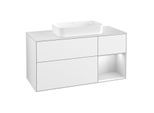 Villeroy und Boch Finion Waschtischunterschrank F711MTGF 120x60,3x50,1cm, Regal rechts White matt lacquer, Glossy white lacquer