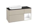 Villeroy und Boch Finion Waschtischunterschrank G692GFHH 120x60,3x50,1cm, Regal rechts Glossy white lacquer, Sand Matt Lacquer
