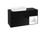 Villeroy und Boch Finion Waschtischunterschrank F692GFPH 120x60,3x50,1cm, Regal rechts Glossy white lacquer, Glossy Black Lacquer