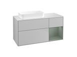 Villeroy und Boch Finion Waschtischunterschrank F691GMGJ 120x60,3x50,1cm, Regal rechts Olive Matt Lacquer, Light grey matt