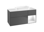Villeroy und Boch Finion Waschtischunterschrank F711GFGK 120x60,3x50,1cm, Regal rechts Glossy white lacquer, Anthracite matt