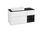 Villeroy und Boch Finion Waschtischunterschrank G692PHGF 120x60,3x50,1cm, Regal rechts Glossy Black Lacquer, Glossy white lacquer