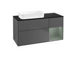 Villeroy und Boch Finion Waschtischunterschrank F692GMGK 120x60,3x50,1cm, Regal rechts Olive Matt Lacquer, Anthracite matt