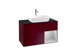 Villeroy und Boch Finion Waschtischunterschrank F782GJHB 100cm, Abdeckplatte black matt, Regale Light grey matt lacquer, Peony Matt