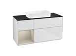 Villeroy und Boch Finion Waschtischunterschrank F702HHMT 120x60,3x50,1cm, Regal links Sand Matt Lacquer, White matt lacquer