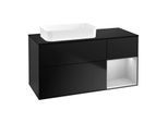 Villeroy und Boch Finion Waschtischunterschrank F692GJPD 120x60,3x50,1cm, Regal rechts Light grey matt, Black matt lacquer